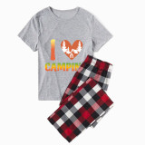 Family Matching Pajamas I Love Camping Slogan Gray Pajamas Set