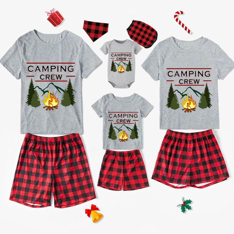 Family Matching Pajamas Camping Crew Gray Short Pajamas Set