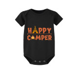 Family Matching Pajamas Happy Camper Slogan Black Pajamas Set