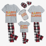 Family Matching Pajamas Happy Camper Slogan Gray Pajamas Set