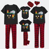 Family Matching Pajamas Camping Love Slogan Black Pajamas Set