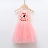Girls Multicolor Puffy Slip Name Custom Birthday Celebration Cartoon Mouse Tutu Dress