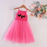 Girls Multicolor Puffy Slip Cartoon Mouse Tutu Dress For Sisters