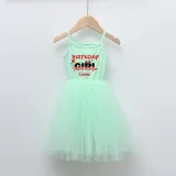Girls Multicolor Puffy Slip Name Custom Birthday Celebration Cartoon Mouse Tutu Dress