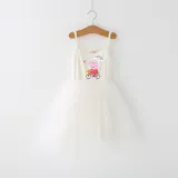 Girls Multicolor Puffy Slip Cartoon Piggy With Rainbow Tutu Dress