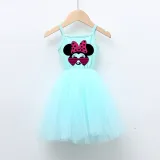 Girls Multicolor Puffy Slip Cartoon Mouse With Heart Love Tutu Dress