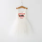 Girls Multicolor Puffy Slip Name Custom Birthday Celebration Cartoon Mouse Tutu Dress