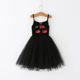 Girls Multicolor Puffy Slip Cartoon Mouse Tutu Dress For Sisters