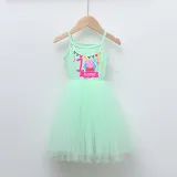 Girls Puffy Slip Name Custom Birthday Celebration Cartoon Piggy Tutu Dress