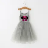 Girls Multicolor Puffy Slip Cartoon Mouse With Heart Love Tutu Dress
