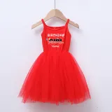 Girls Multicolor Puffy Slip Name Custom Birthday Celebration Cartoon Mouse Tutu Dress