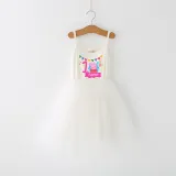 Girls Puffy Slip Name Custom Birthday Celebration Cartoon Piggy Tutu Dress