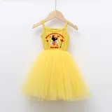 Girls Multicolor Puffy Slip Name Custom Birthday Celebration Cartoon Mouse Tutu Dress