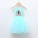 Girls Multicolor Puffy Slip Name Custom Birthday Celebration Cartoon Mouse Tutu Dress