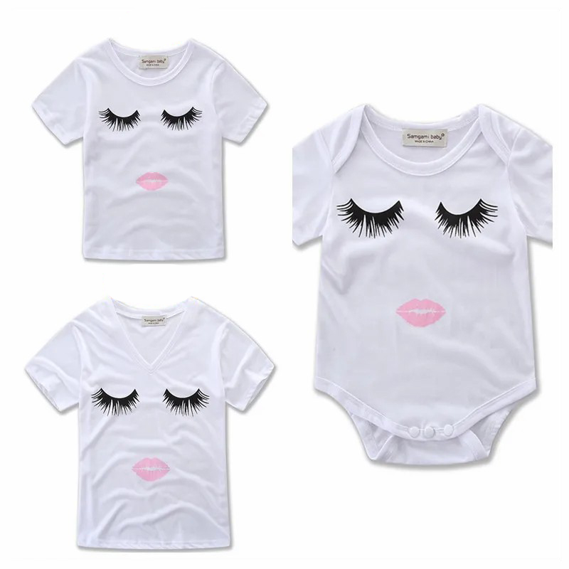 Family Matching Clothes Print Cute Eyes Tops