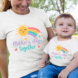 Mommy and Me Tshirt Baby Bodysuit Happy Mother's Day Together Sun Rainbow T-shirts