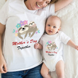 Mommy and Me Tshirt Baby Bodysuit Happy Mother's Day Together Sloths T-shirts