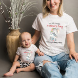 Mommy and Me Tshirt Baby Bodysuit Our First Mother's Day Together Name Custom Elephants T-shirts