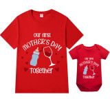 Mommy and Me Tshirt Baby Bodysuit Our First Mother's Day Together T-shirts