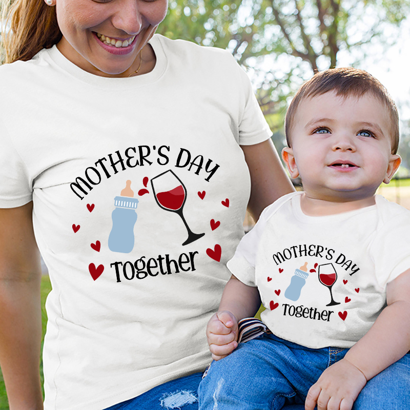 Mommy and Me Tshirt Baby Bodysuit Happy Mother's Day Together T-shirts