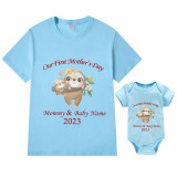 Mommy and Me Tshirt Baby Bodysuit Our First Mother's Day Together Sloths 2023 T-shirts