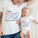Mommy and Me Tshirt Baby Bodysuit Happy Mother's Day Name Custom T-shirts