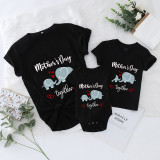 Mommy and Me Tshirt Baby Bodysuit Happy Mother's Day Name Custom Elephants T-shirts