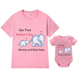 Mommy and Me Tshirt Baby Bodysuit Our First Mother's Day Name Custom 2023 Elephants T-shirts