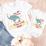 Mommy and Me Tshirt Baby Bodysuit Our First Mother's Day 2023 Elephants T-shirts