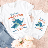 Mommy and Me Tshirt Baby Bodysuit Our First Mother's Day Together 2023 Whales T-shirts