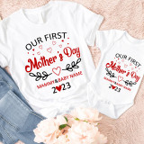 Mommy and Me Tshirt Baby Bodysuit Our First Mother's Day Name Custom 2023 T-shirts