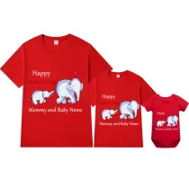 Mommy and Me Tshirt Baby Bodysuit Happy Mother's Day Name Custom T-shirts