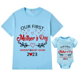 Mommy and Me Tshirt Baby Bodysuit Our First Mother's Day Name Custom 2023 T-shirts