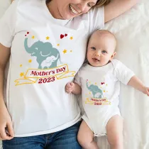 Mommy and Me Tshirt Baby Bodysuit Happy Mother's Day 2023 T-shirts