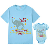 Mommy and Me Tshirt Baby Bodysuit Our First Mother's Day 2023 Elephants T-shirts