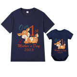 Mommy and Me Tshirt Baby Bodysuit Our First Mother's Day 2023 Deers T-shirts