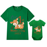 Mommy and Me Tshirt Baby Bodysuit Our First Mother's Day 2023 Deers T-shirts