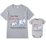 Mommy and Me Tshirt Baby Bodysuit Our First Mother's Day Name Custom 2023 Elephants T-shirts