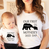 Mommy and Me Tshirt Baby Bodysuit Our First Mother's Day Name Custom 2023 Bears T-shirts