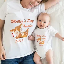 Mommy and Me Tshirt Baby Bodysuit Happy Mother's Day Together 2023 T-shirts