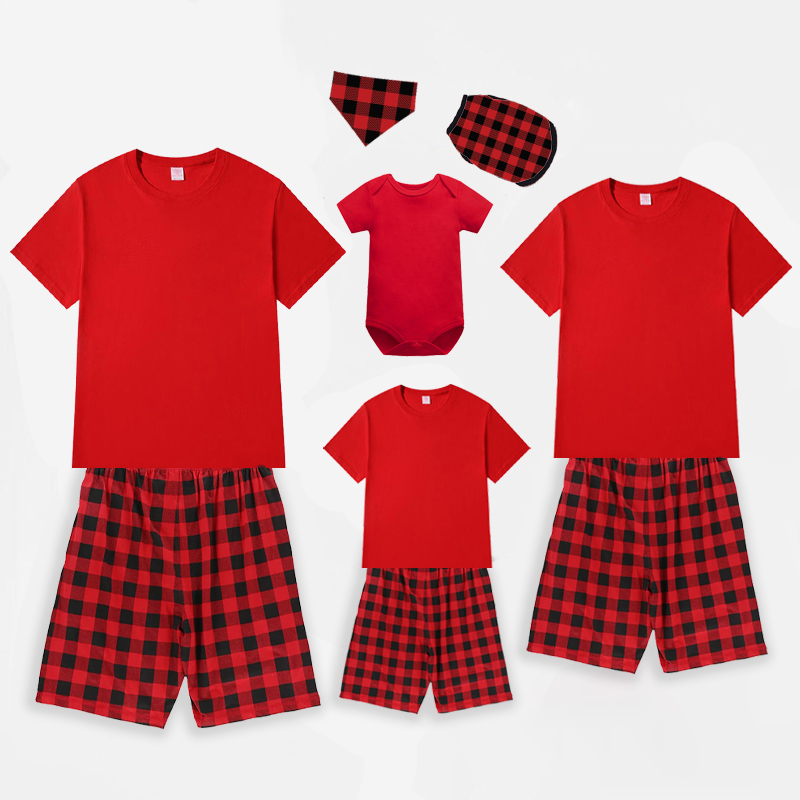 Christmas Matching Family Pajamas Red Short Personalized Custom Design Christmas Pajamas Set With Dog Cloth