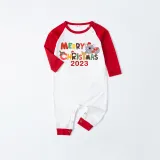 2023 Christmas Matching Family Pajamas Exclusive Design Cartoon Elephant Merry Christmas Red Pajamas Set
