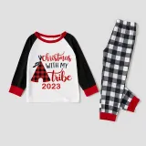 2023 Christmas Matching Family Pajamas Christmas With My Tribe Gray Pajamas Set
