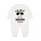 2023 Christmas Matching Family Pajamas Chillin With My Snowmies Sunglass Snowman White Pajamas Set