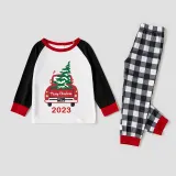 2023 Christmas Matching Family Pajamas Red Plaid Truck with Christmas Tree Gray Pajamas Set With Baby Pajamas