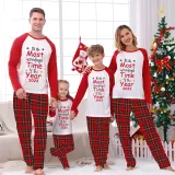 2023 Christmas Matching Family Pajamas Exclusive Design It Is Wonderful Time Red Pajamas Set