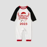 2023 Christmas Matching Family Pajamas Exclusive Design Merry Christmas Hat and Pendant Gray Pajamas Set