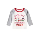 2023 Christmas Matching Family Pajamas Exclusive Design Chillin With My 3 Snowmies White Pajamas Set