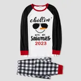 2023 Christmas Matching Family Pajamas Chillin With My Snowmies Sunglass Snowman White Pajamas Set