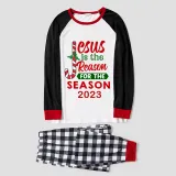 2023 Christmas Matching Family Pajamas Jesus Is The Reason For The Season Gray Pajamas Set